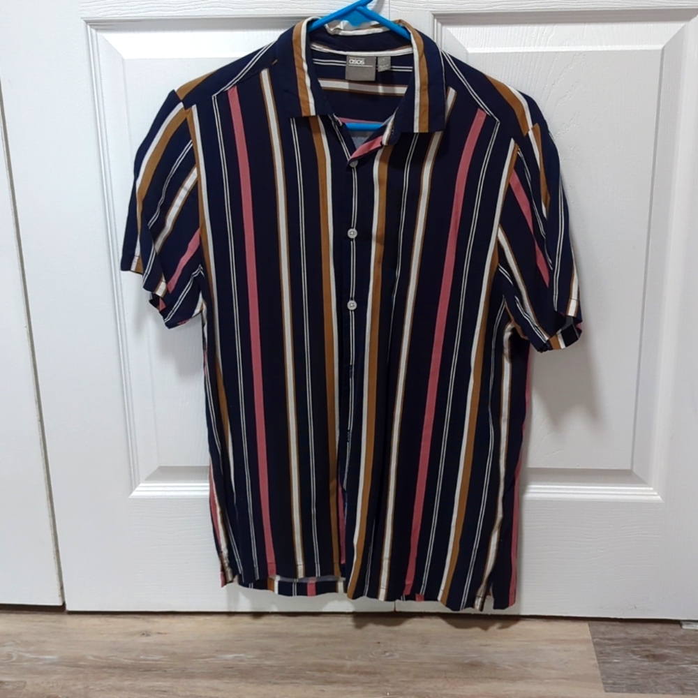 Men's S ASOS Casual Striped Pool Shirt